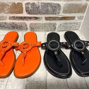 Two pairs of Michael Kors sandals size 8 logo